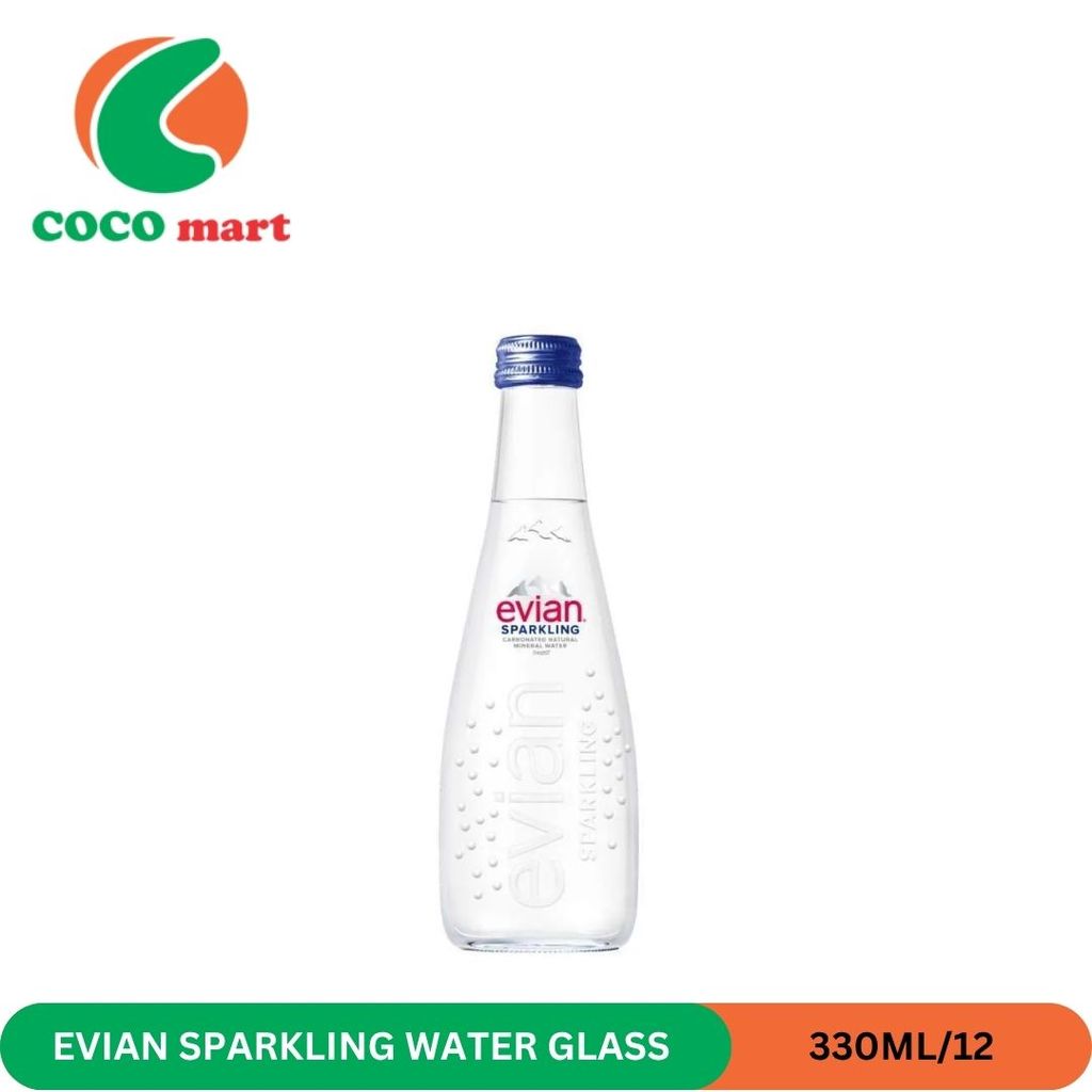 EVIAN SPARKLING WATER GLASS 330ML/20