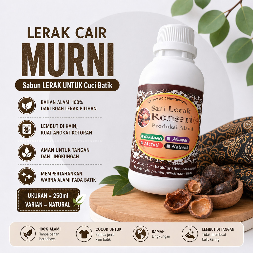 LERAK CAIR MURNI - Sabun LERAK Cuci Batik - Sari Lerak