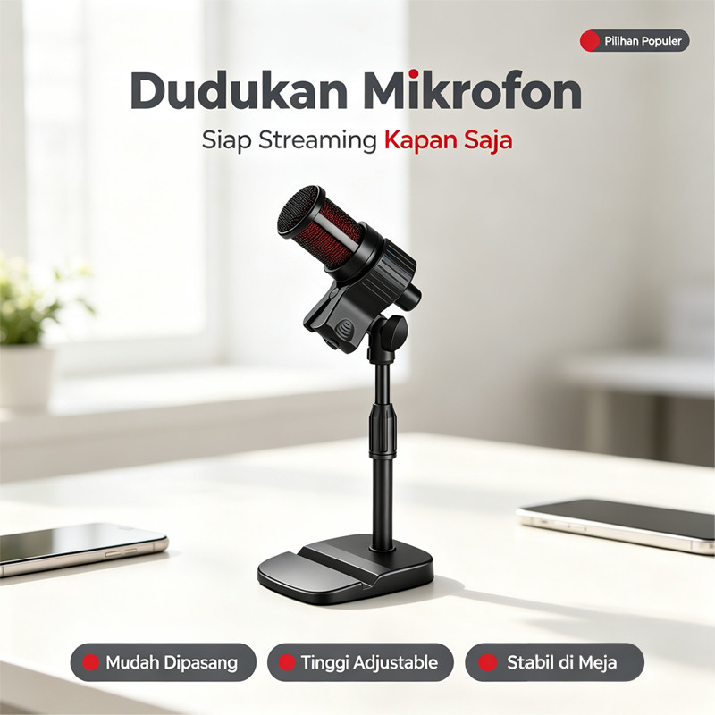 Stand Pendek Stands Microphone Rapat Mic Microphone Conference Dudukan Mikrofon Tabletop Stand Dekst