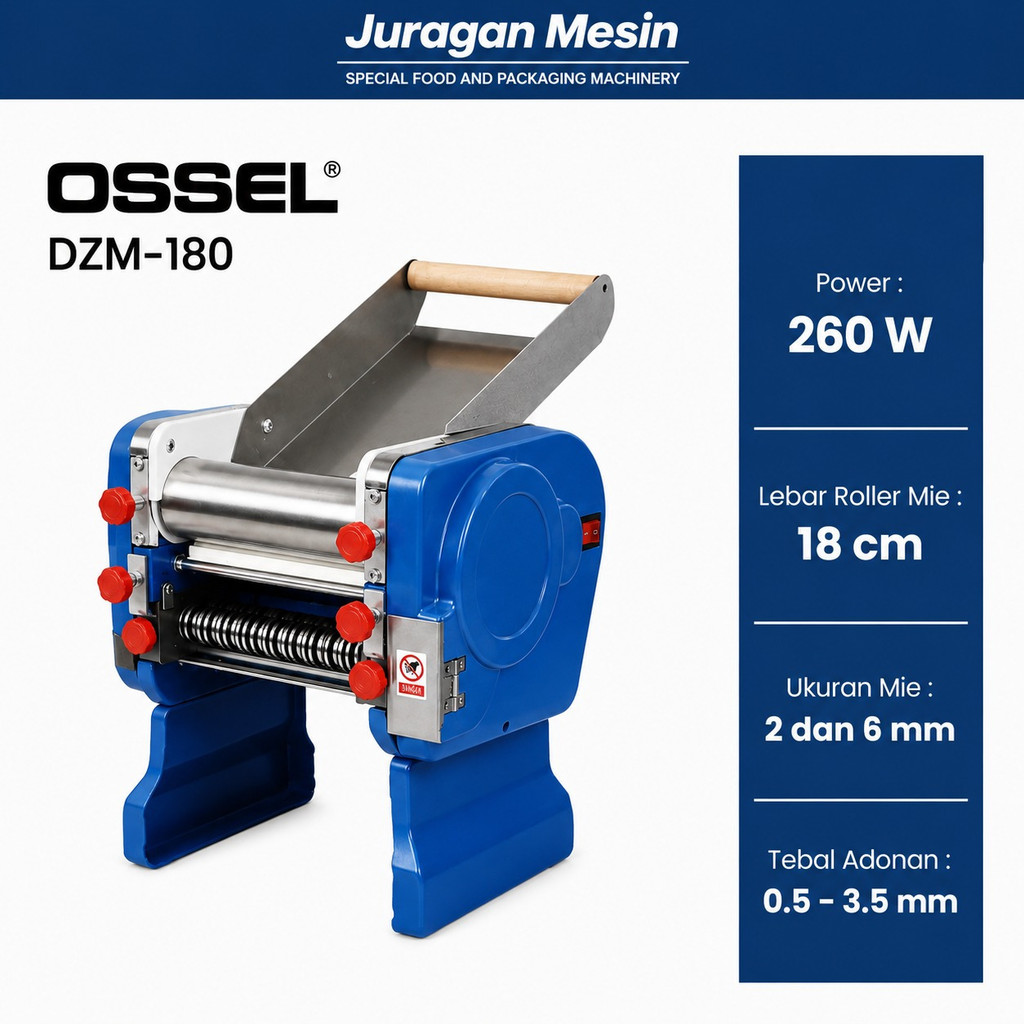 OSSEL GILING MIE LISTRIK OSSEL TYPE DZM-180 OSSEL CETAK PANGSIT MESIN PENIPIS ADONAN OSSEL