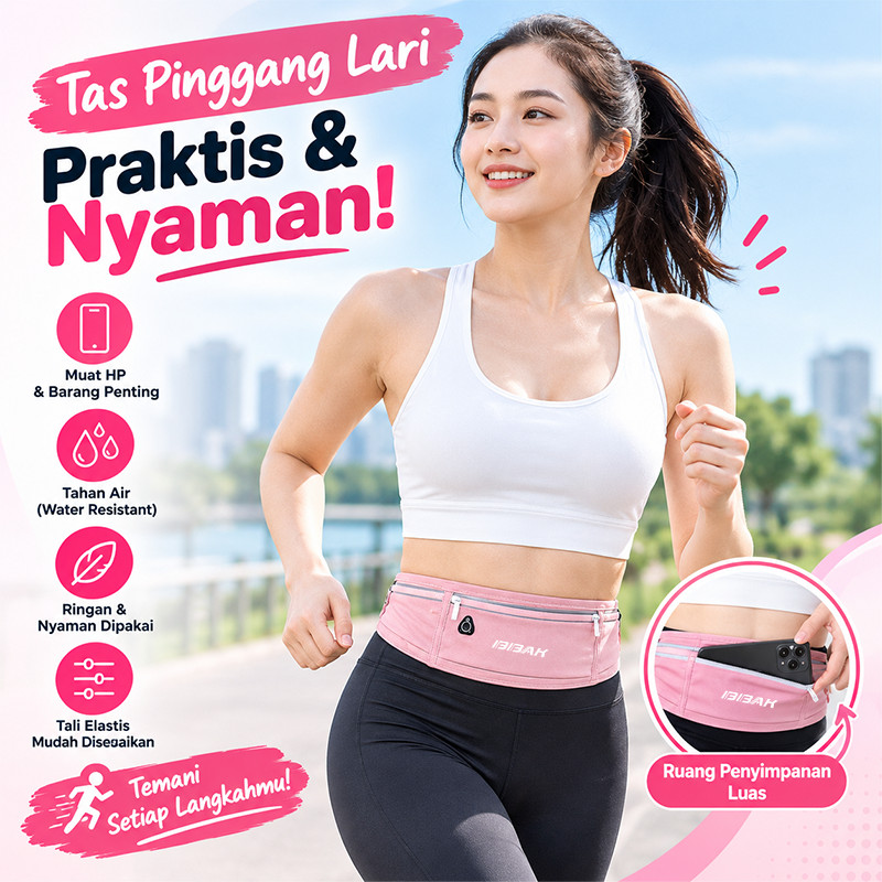 Tas Pinggang Lari Anti AIr / Running Belt Tas Pinggang HP Olahraga Lari Jogging Sepeda / Tas Joging