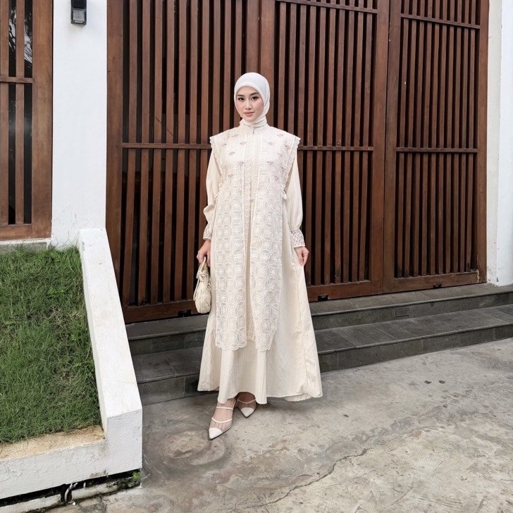 [CY] CANDY LADY Kevana Korean Maxi / Gamis Wanita Terbaru Dress Sifon Motif Bestseller