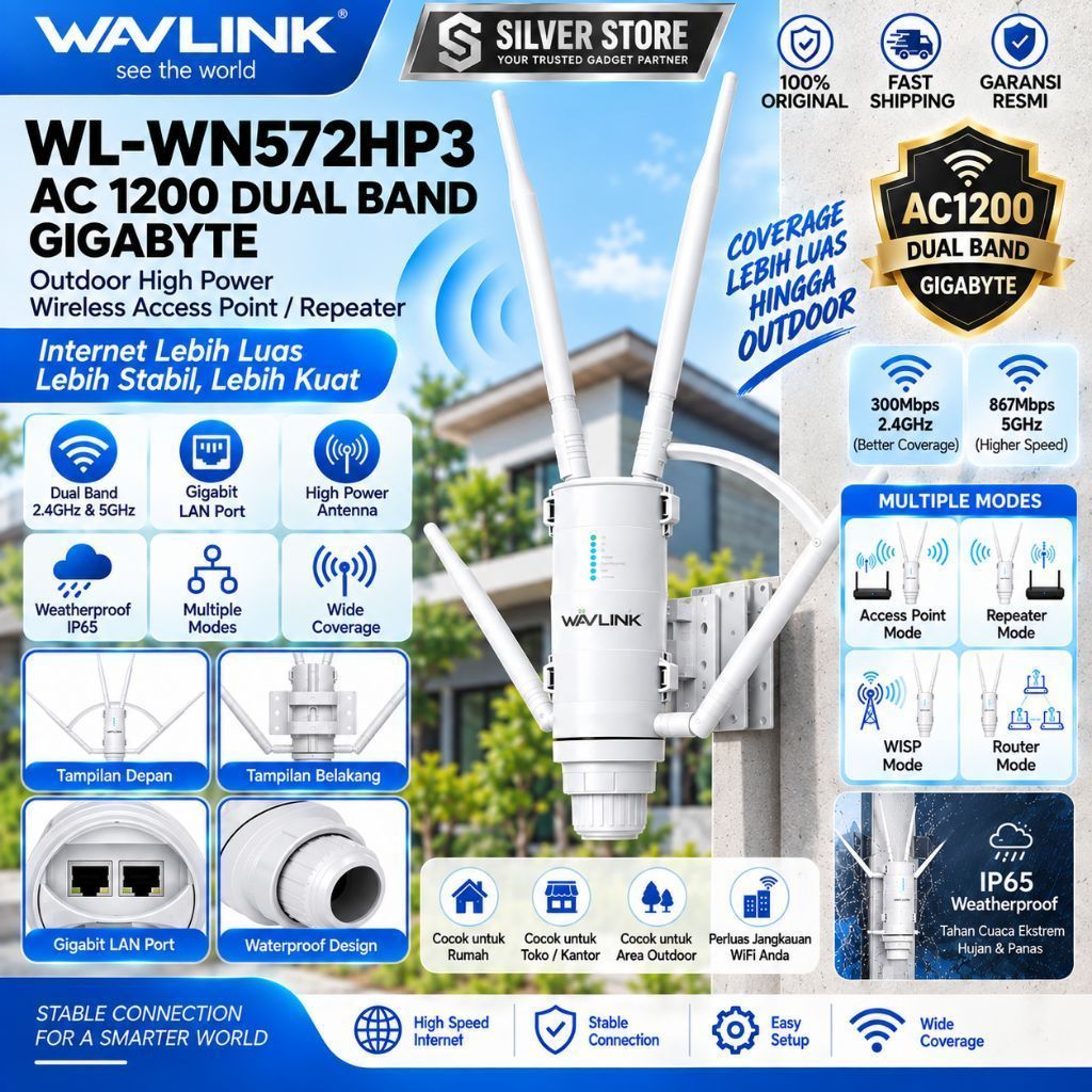WAVLINK WL-WN572HP3 AC 1200 DUAL BAND GIGABYTE TANGGUH
