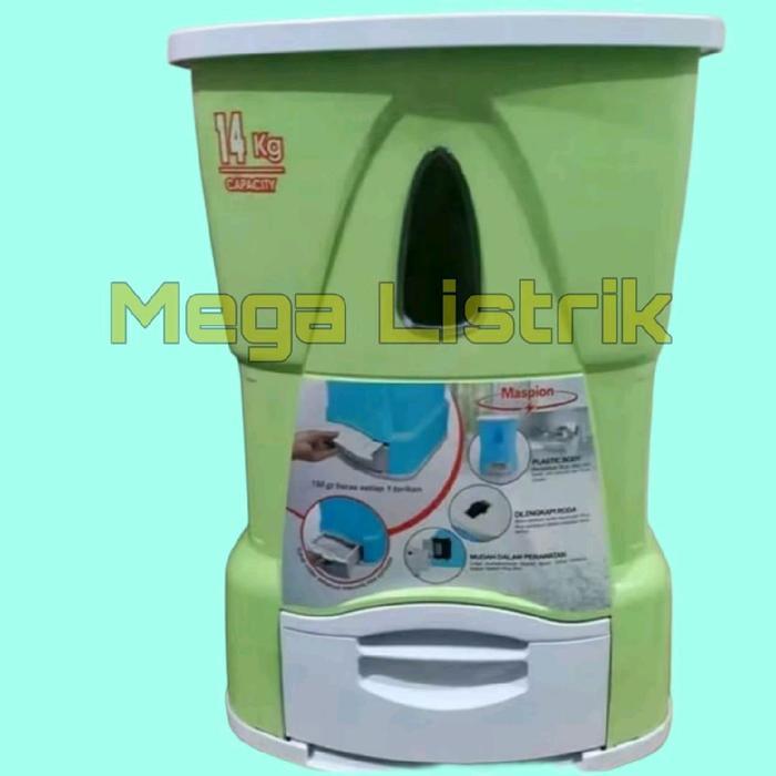 rice box maspion 14kg wadah beras tempat beras - Hijau