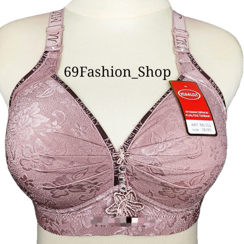 BRA JUMBO CUP C Misslily embos 311 PREMIUM BRA ELEGAN MEWAH Cup C Besar Jumbo Kait 3 Brukat Tanpa Ka