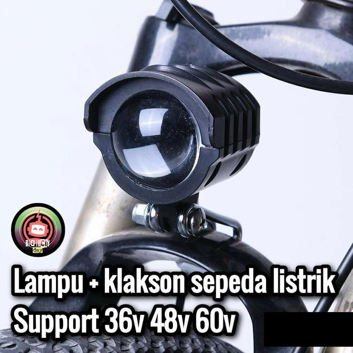 lampu + klakson sepeda listrik 36v 48v 60v headlamp scooter listrik