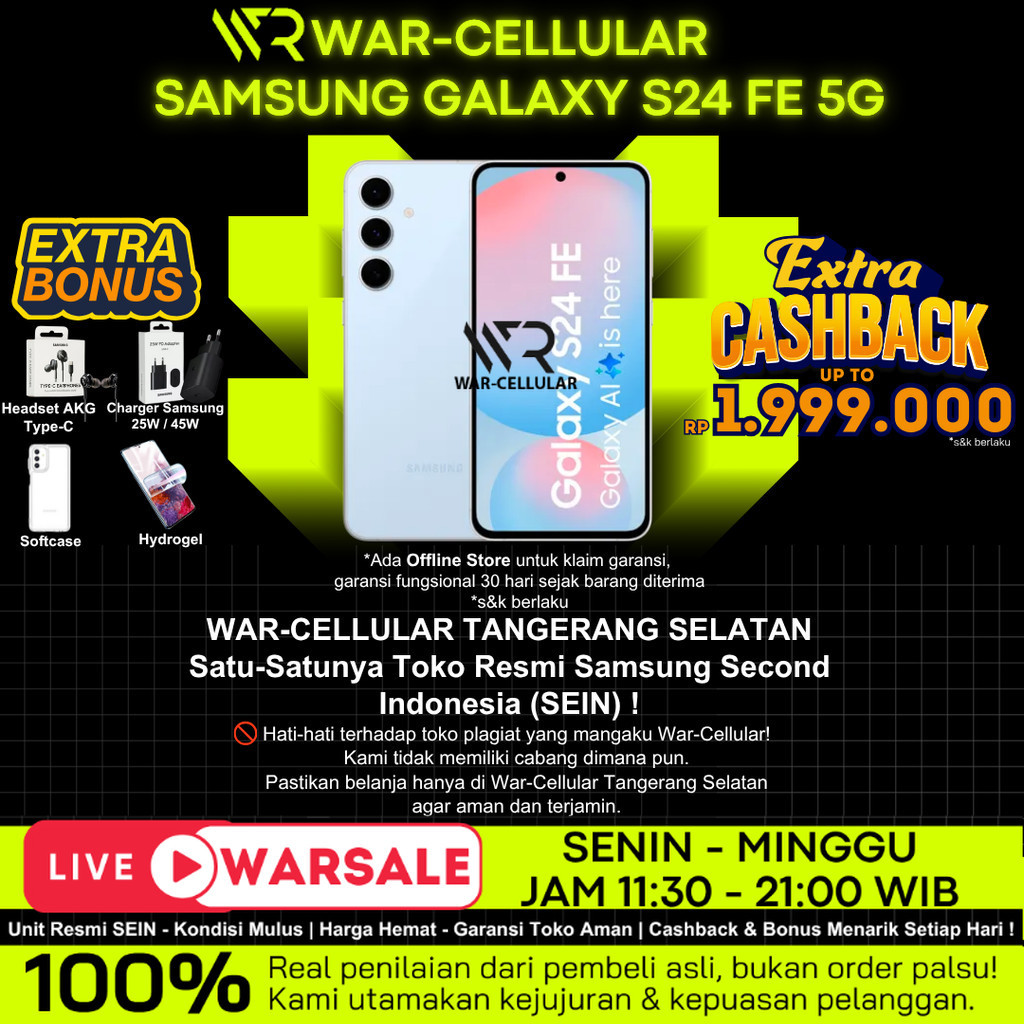 SEIN | SAMSUNG GALAXY S24 FE 5G 8/512GB 8/256GB 8/128GB SECOND RESMI | BUKAN INTER