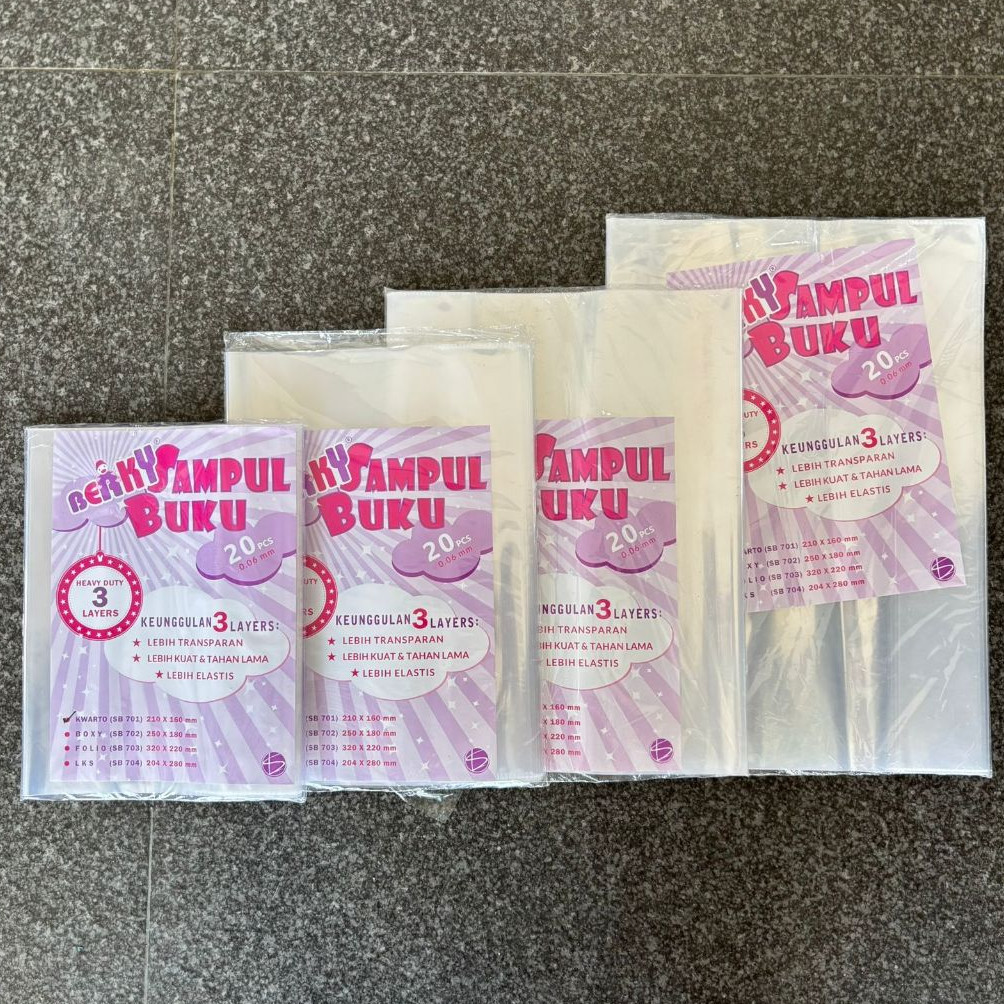 (Per Pack Isi 20 Lembar) Sampul Buku Bening Beaky / Sampul Plastik tebal / Sampul Buku paket plastik