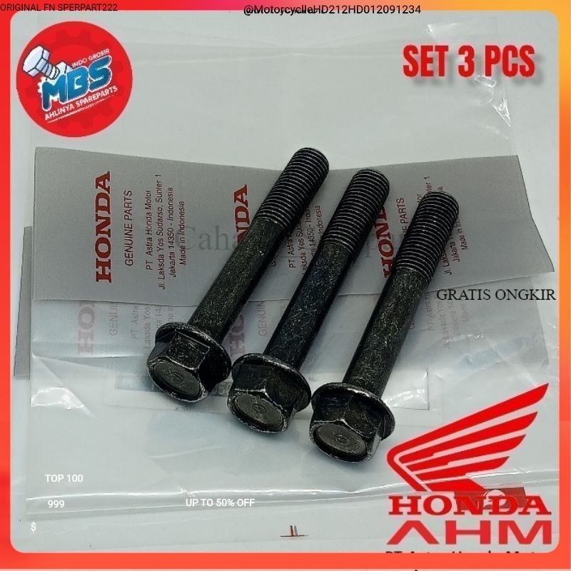 BAUT DUDUKAN KNALPOT HONDA VARIO√ PCX ADV√ 3PCS  M10 x 65 ORIGINAL BERGARANSI 100% New Hd1 W1 WL1
