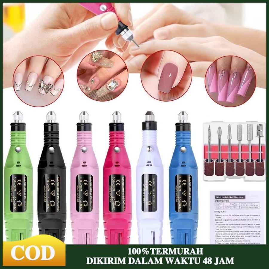 Bor Mini / Bor Mini Listrik / Drill Nail Art / Bor Kecil / Nail Drill / Alat Porting / Kikir Gigi Li