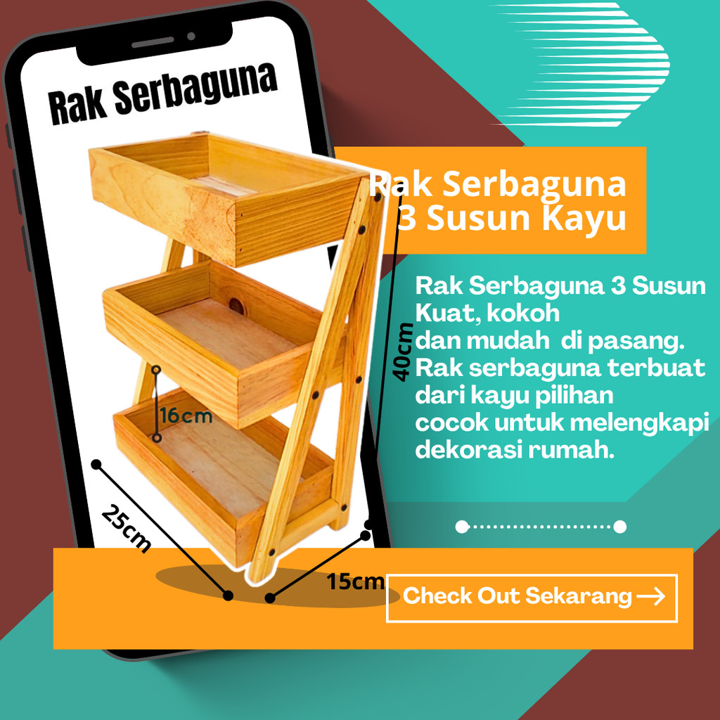 Rak bumbu dapur | rak serbaguna | rak portable | rak susun | rak susun 3 | rak kayu | rak estetik | 