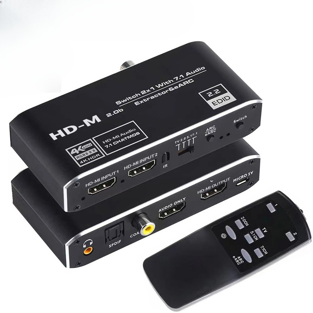 4K@120Hz HDMI-compatiblSwitch 2 IN 1 Out 4K@120Hz eARC Audio Extractor ARC Optical Toslink HDMI-comp