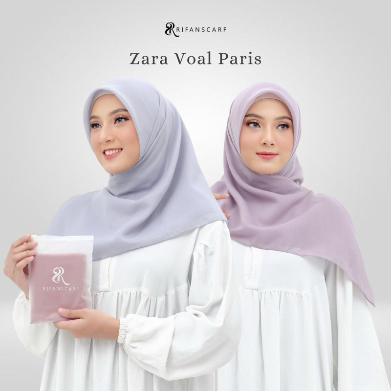 Hijab ZARA VOAL PARIS/Hijab Segiempat/Jilbab Square Jahit Tepi