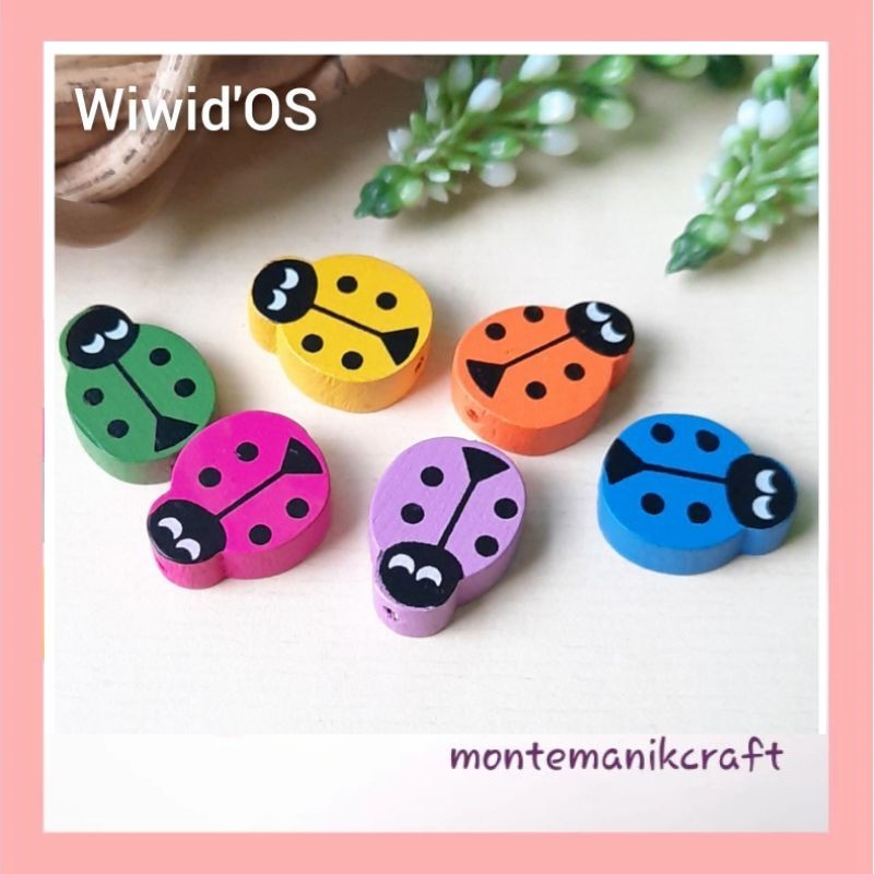 MANIK (5 bj) MANIK KAYU LADYBUG 14 x 20 MM MK02 MONTEMANIK CRAFT