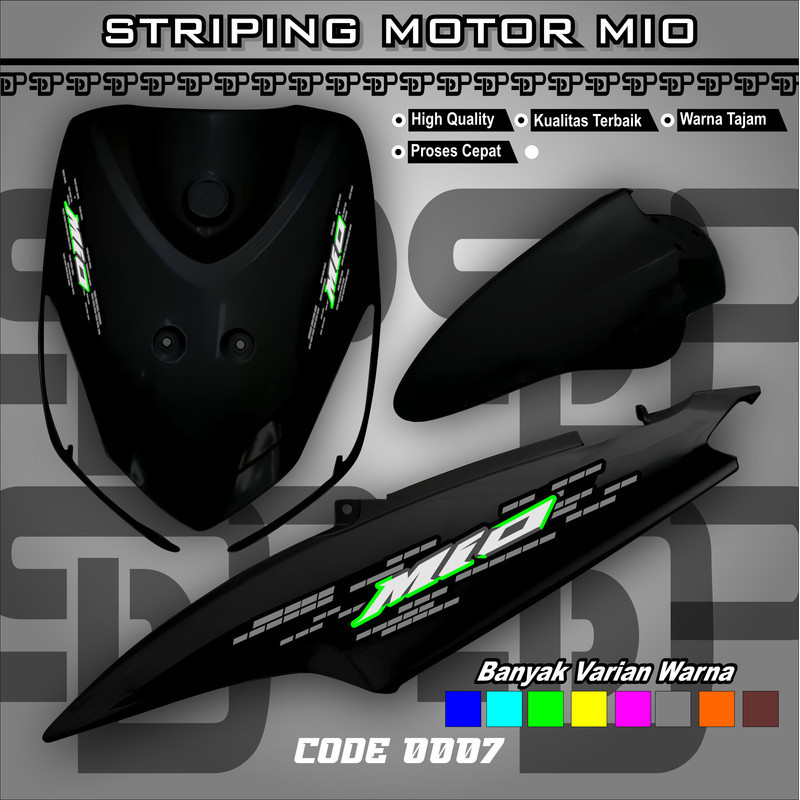 Striping Mio Smile Sporty Soul Api List Ori | Biru Hitam Kuning Merah | Decal Motor Transparan