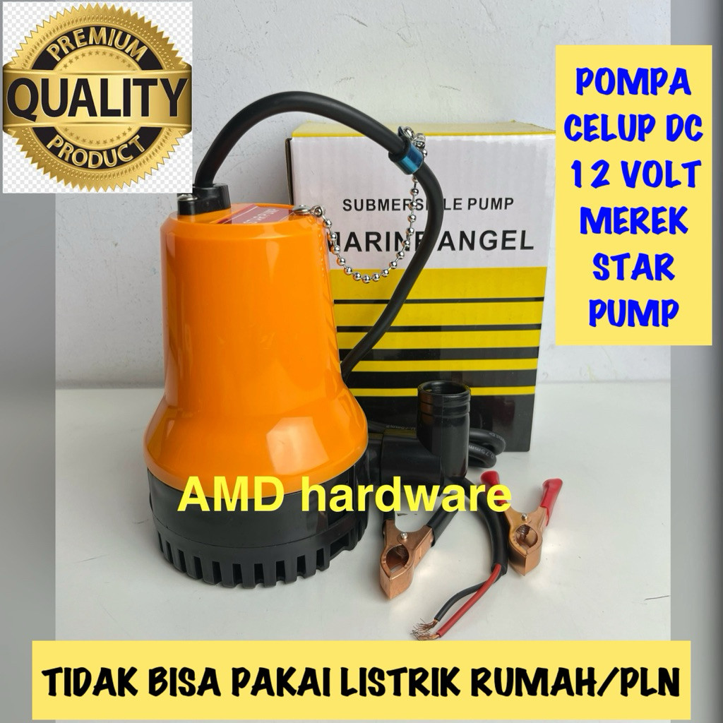 MAJAPUR  STAR PUMP POMPA CELUP DC 12 Volt Pakai Aki/ACCU Baterai PUMP AIR BERSIH ASIN KOLAM DC 12Vol