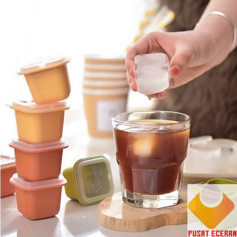 Kotak mini cetakan Es batu puding jelly kotak kecil cetakan dengan tutup serbaguna