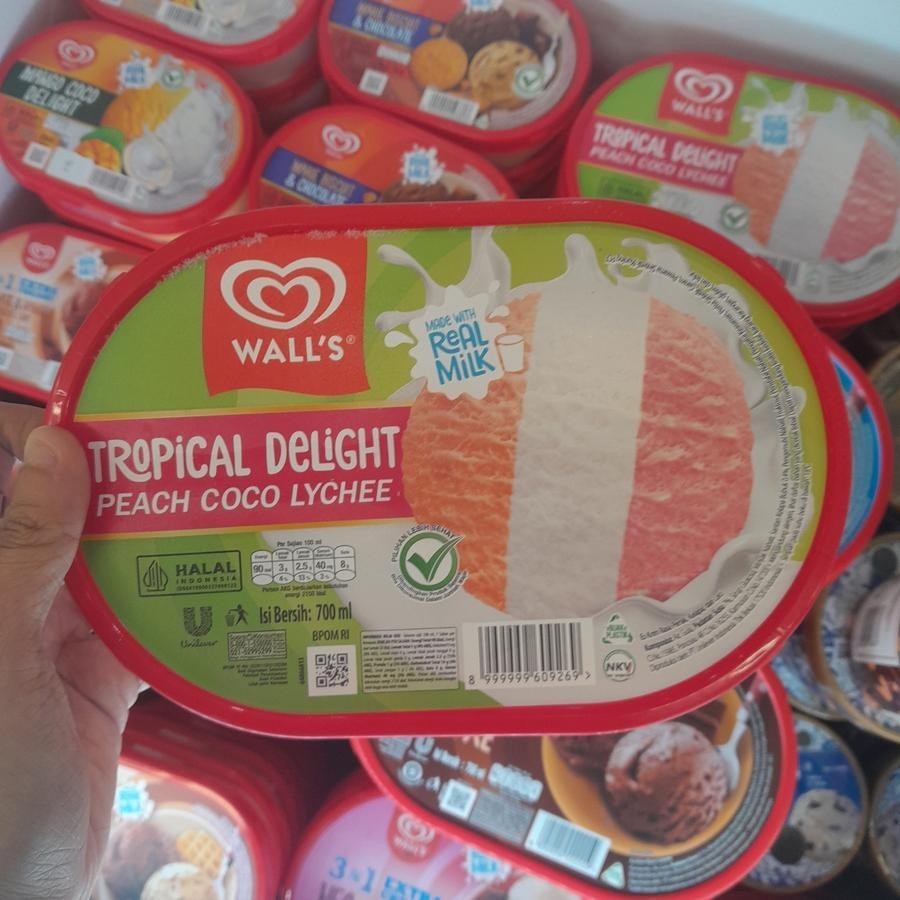 Walls Ice Cream Tropical Delight PEACH COCO LYCHEE Es krim 350ml / 700ml