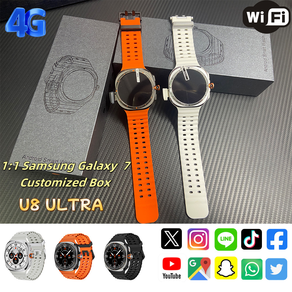 U8 Ultra Android Smart Watch 4G/5G SIM Card GPS WIFI AMOLED Rotating Camera Google Play Map Outdoor 