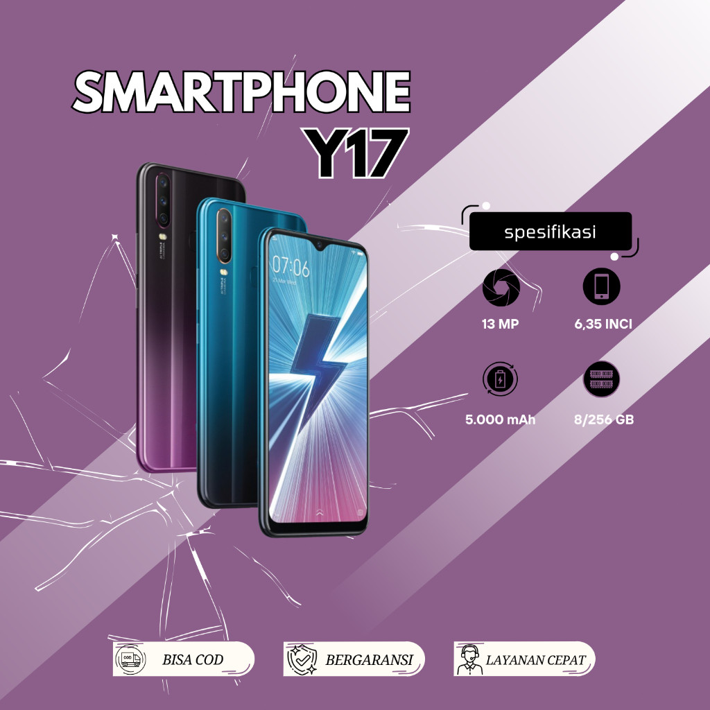 HP VIVO Y17 RAM 8/256GB KAMERA 13MP LAYAR 6.35 inci 1 TAHUN GARANSI COD