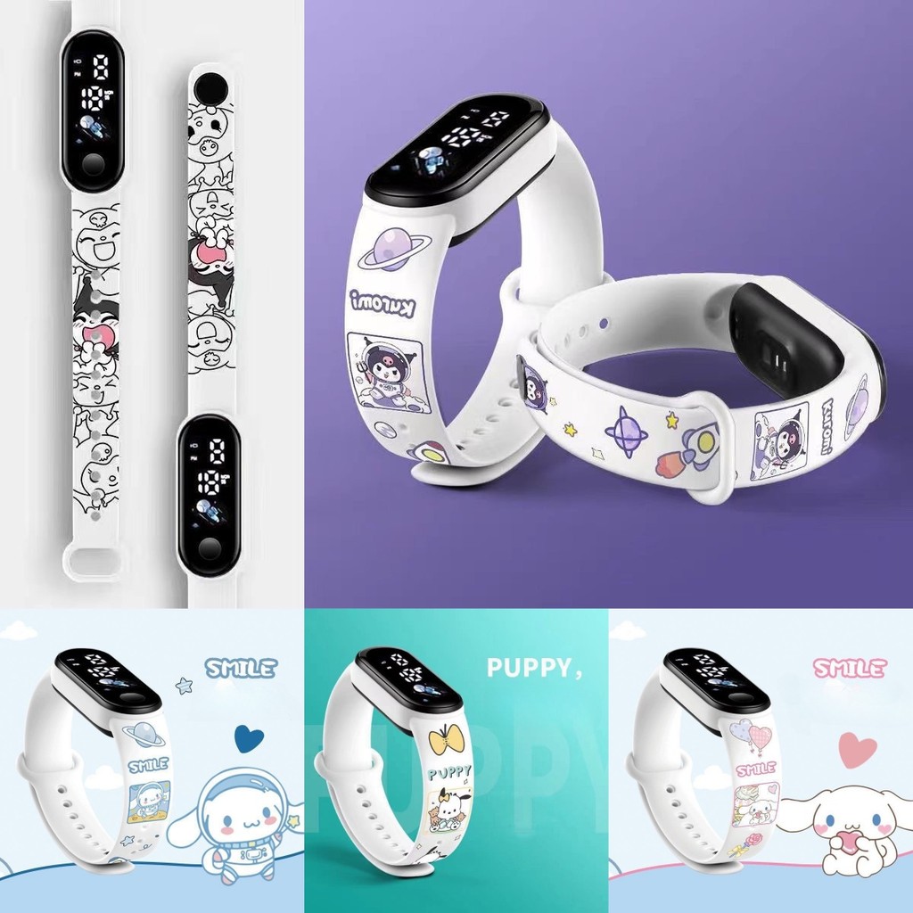 Sanrio Accessories Hello Kitty Watch Kuromi Watches Cinnamoroll Electronic Clock Led Anime Figure My