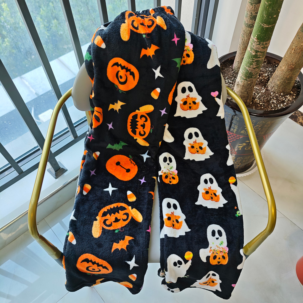 Halloween Kawaii Pumpkin Stitch Hello Kitty Pajama Pants Y2K Cartoon Thicken Flannel Soft Casual Hom