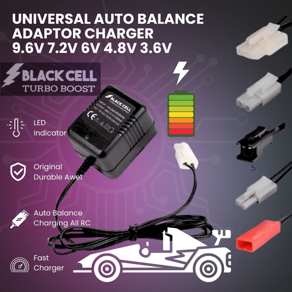 JAJAROMA  Adaptor RC Charger BLACK CELL TURBO Auto Balance 11.1V 10V 9.6V7.2V 6V 4.8V 3.6V Original 