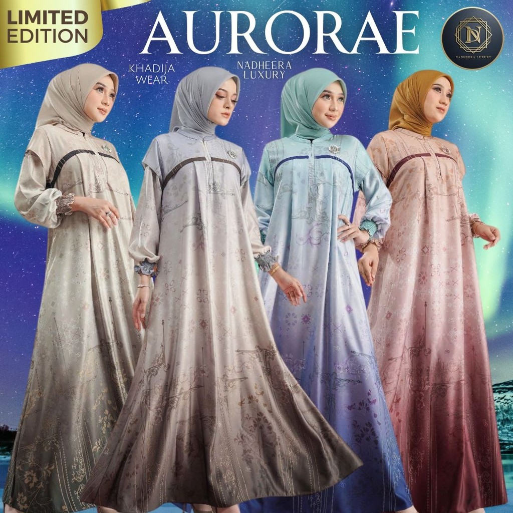 [BISA COD] AURORAE DRESS NADHEERA LUXURY GRADASI GAMIS MEWAH SILK SATIN SILKANIA PREMIUM AURORA