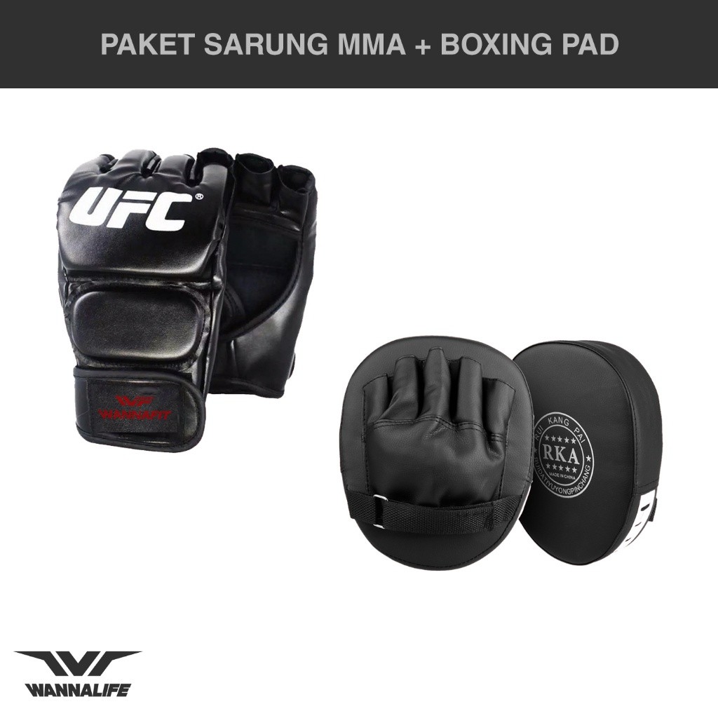 TW - Paket Sarung Tinju  Dan Sepasang Bantalan Tinju Wannalife