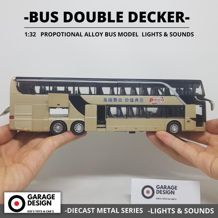 [Tia toys] Diecast Miniatur Bus Double-Decker Skala 1:32 - Mainan Anak Hobi Koleksi Mobil Bus Jumbo 