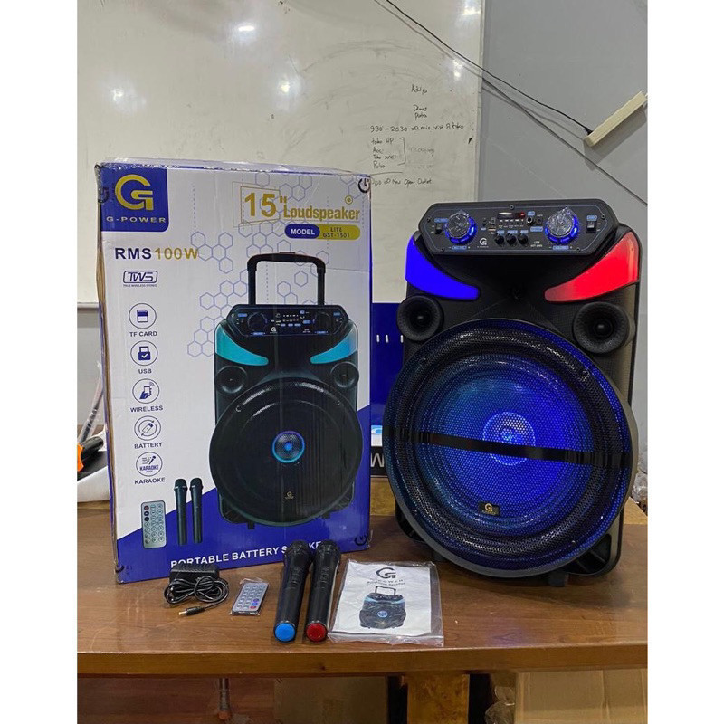 Speaker G-POWER Bluetooth 15" GST-1501 + 2 MIC Wireless