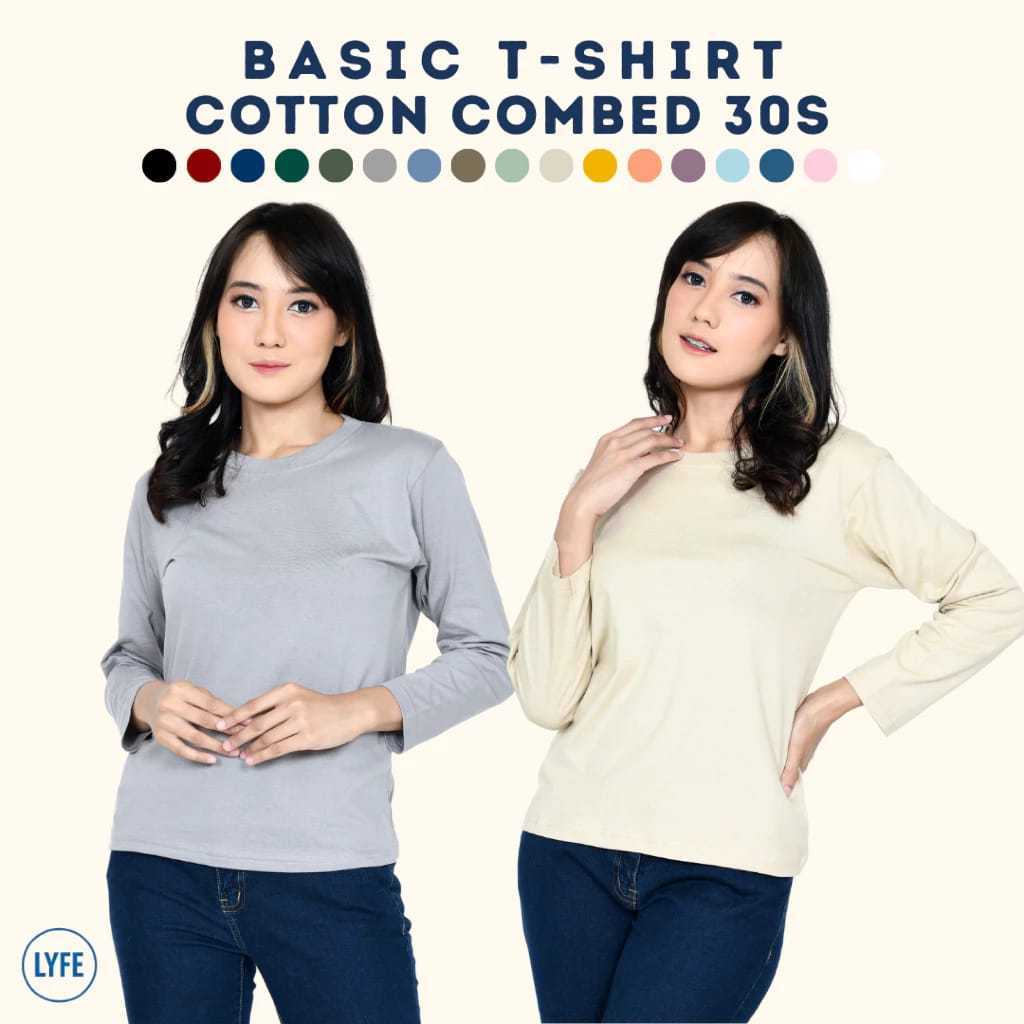 RF - KAOS POLOS LENGAN PANJANG COTTON COMBED 30S UNISEX -  BASIC T- SHIRT COTTON COMBED 30S LENGAN P