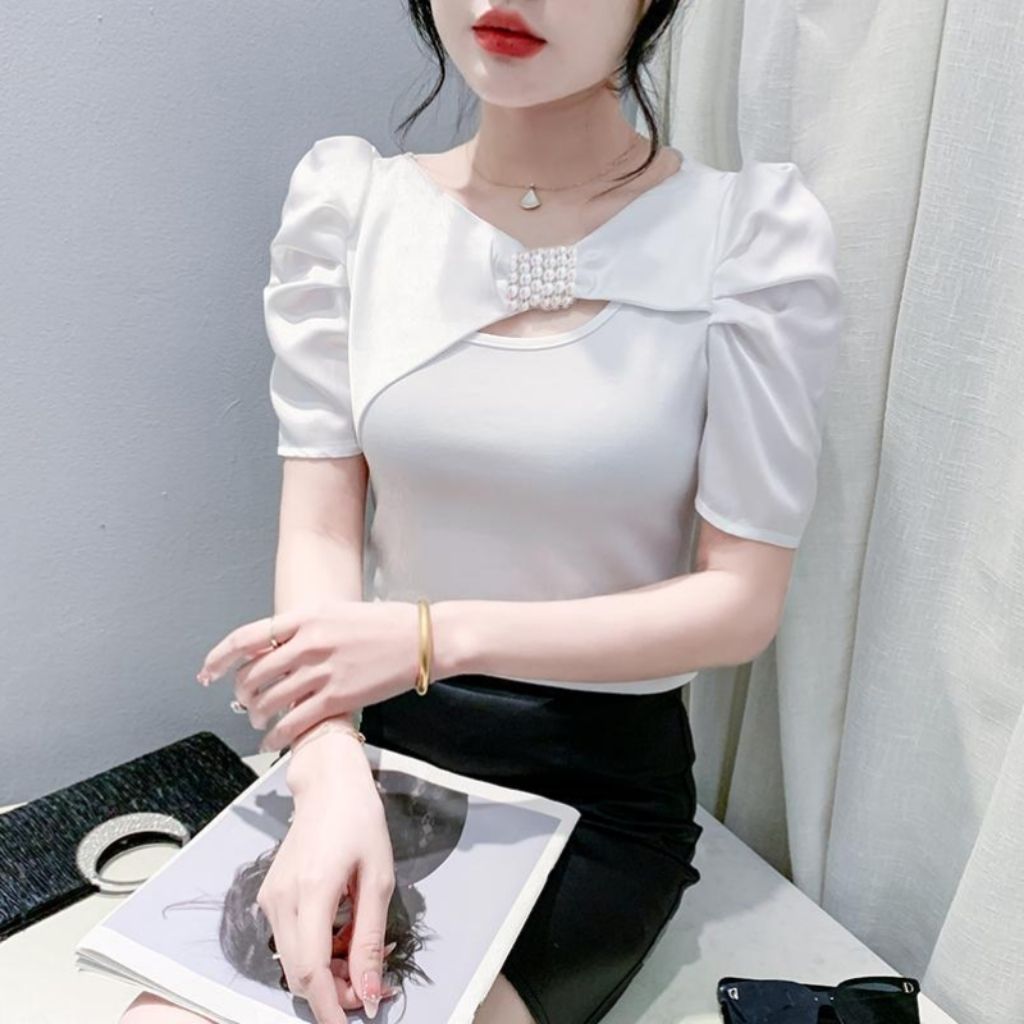 Pita Fashion Baru V Kerah T Baju Wanita KAOS