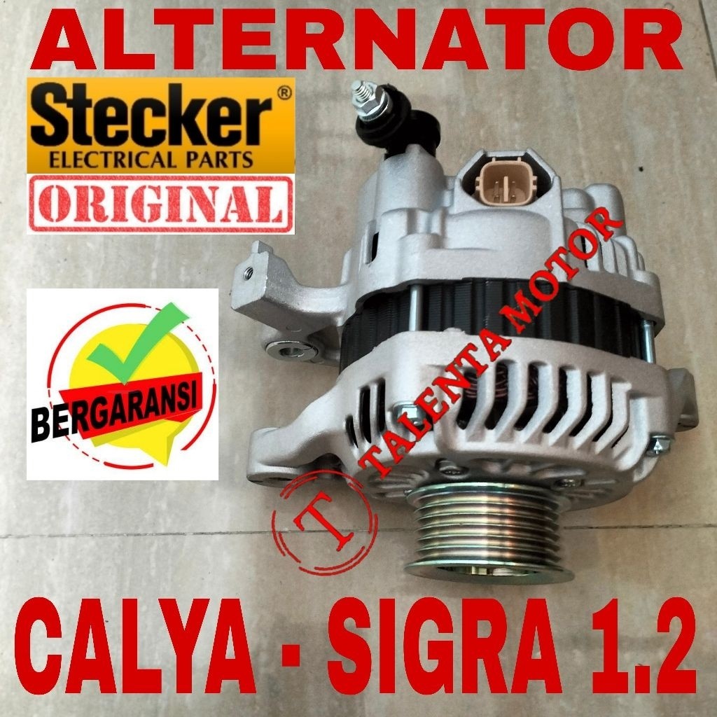 BERGARANSI. ALTERNATOR DINAMO AMPER CALYA 1.2 + SIGRA 1.2 AMPERE ISI MERK STECKER ORIGINAL