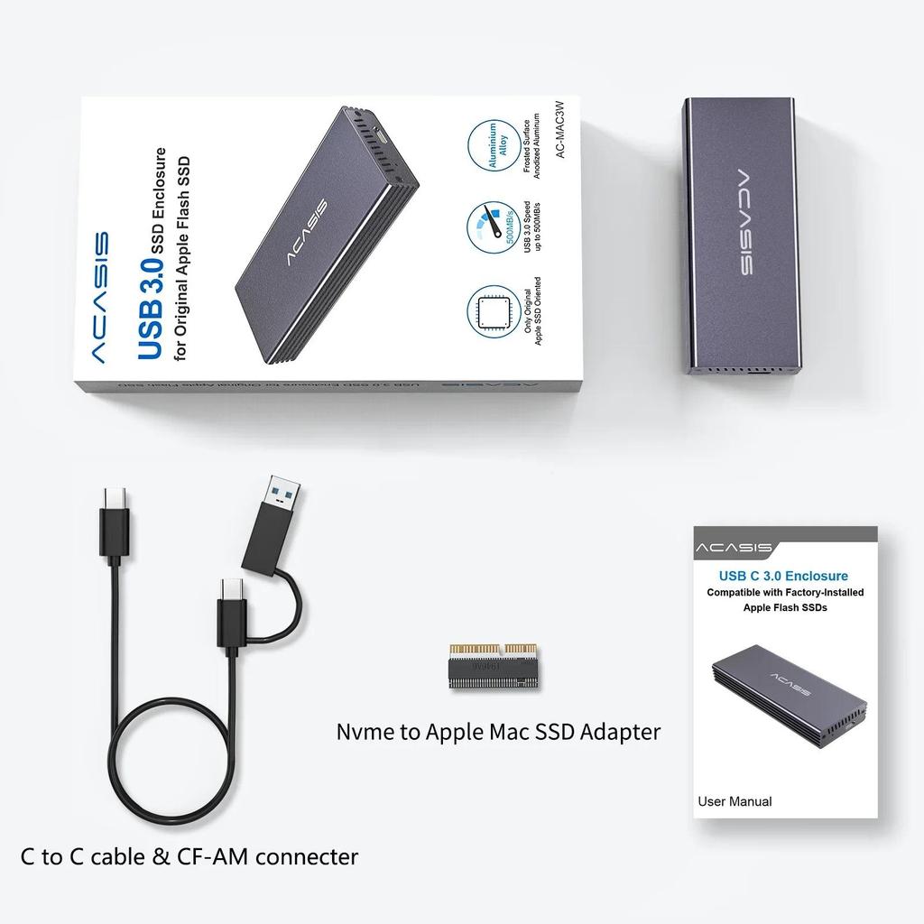 ACASIS MacBook SSD Enclosure Suit M.2 Nvme SSD 12+16 PIN for Apple Mac/iMac/MacBook Pro/Air 2013 to 