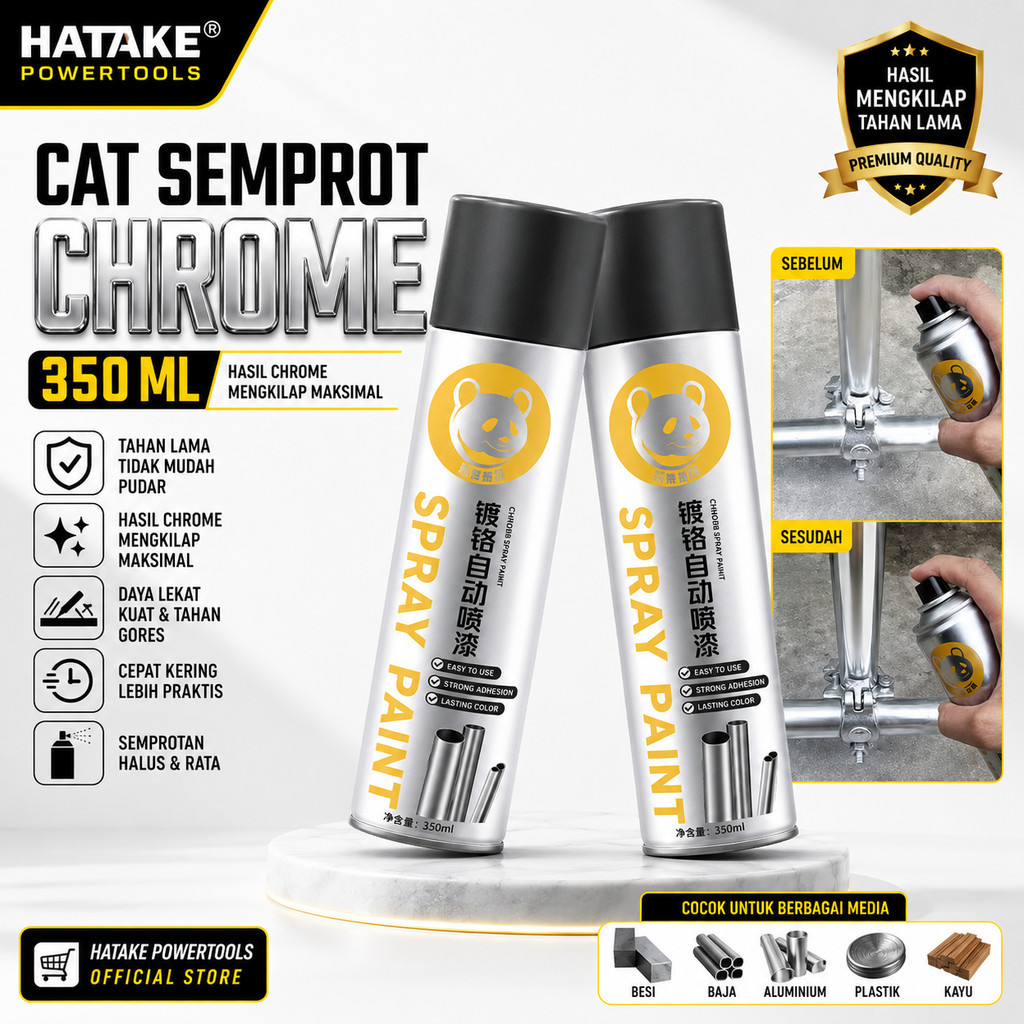 Cat Semprot Chrome 350ml Spray Paint Anti Karat Stainlees Steel Krum Anti Karat Besi Baja Sepeda ORI