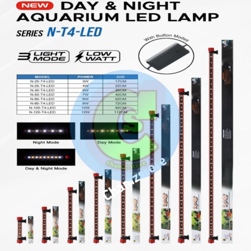 PROMO Day and night 3 mode lampu celup aquarium 80cm, 100cm, 120cm / Lampu led celup aquarium aquasc