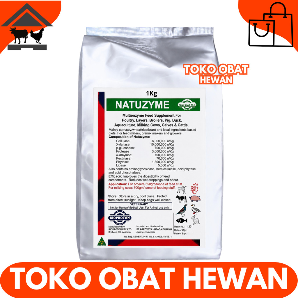NATUZYME 1 KG - Multi Enzim untuk Ayam Bebek Babi Sapi Kambing Dan Ikan - Enzyme Ayam - Enzyme Terna