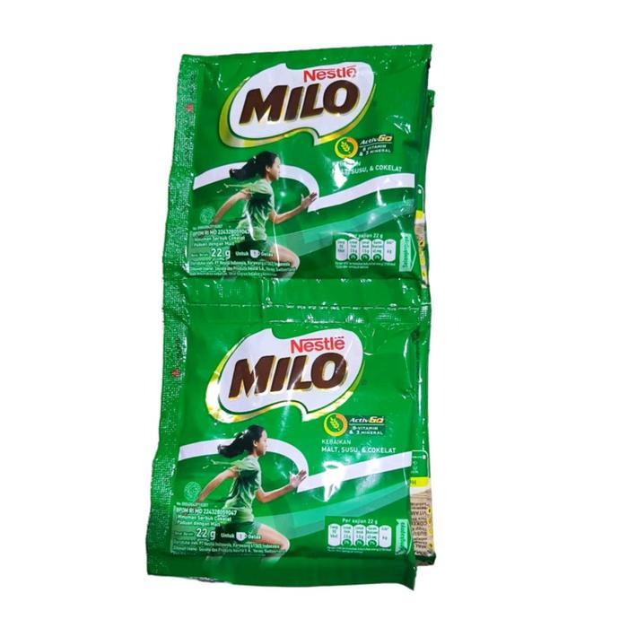 1 renceng Nestle Milo Sachet 20gr, Minuman Coklat Instan Bebas Kafein - Bubuk, Chocolate