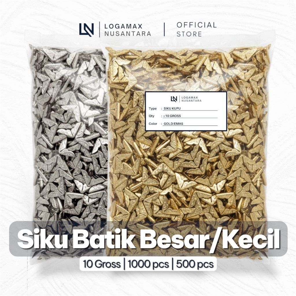 (10 GROSS / ±1440 PCS) SIKU BATIK EMAS SILVER LOGAMAX/ SIKU SUDUT BUKU / SIKU BUKU WISUDA / SIKU BUK