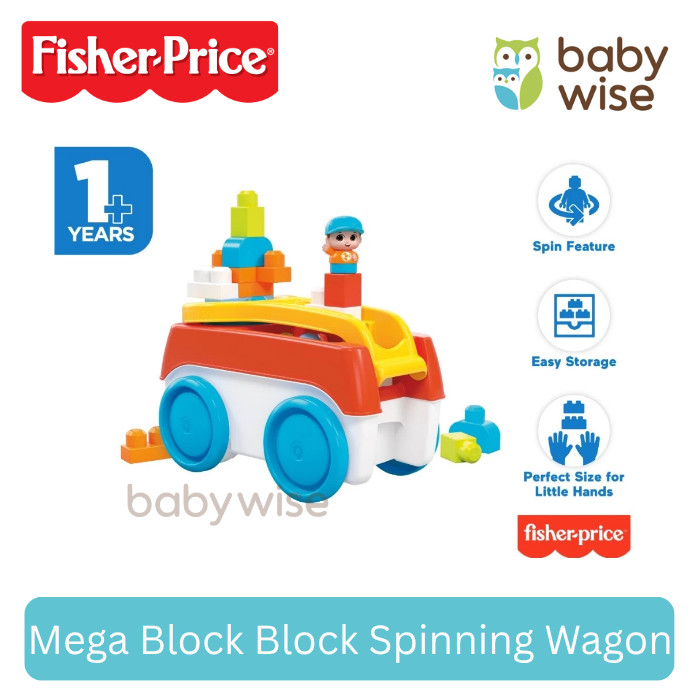 Mega Block Block Spinning Wagon - Mainan Balok Anak