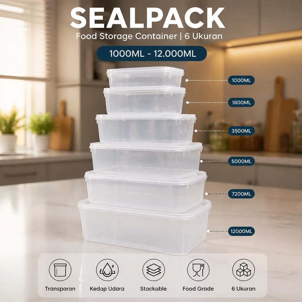 WADAH DONAT KOTAK MAKAN KOTAK DONAT -BOX KUE PLASTIK TRANSPARANT UKURAN 3500 -SEALWARE 3500 ml