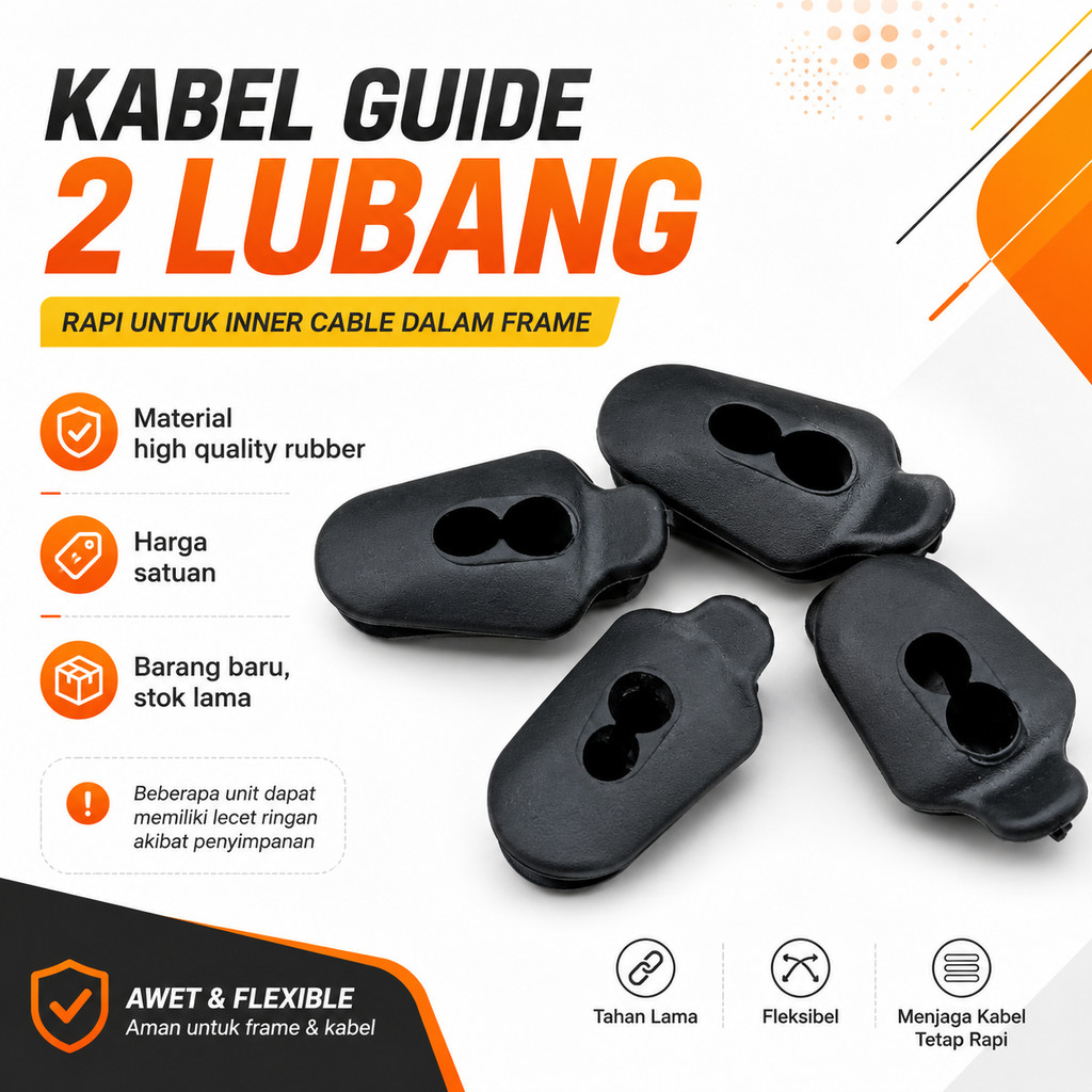 Inner Cable guide double Karet internal kabel jalur lubang frame 2 internal kabel brake shifter kare