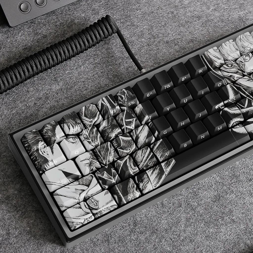 Berserk Keycaps Anime Theme Side Transparent Chreey Pbt Office Game Keycaps for Wooting, Ez Made Man