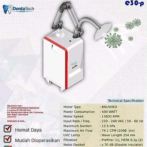 Astra Mesin Aerosol Eostra By Astra Type E 30 Dental Aerosol Suction Mesin dengan Hpa Filter dan Pre