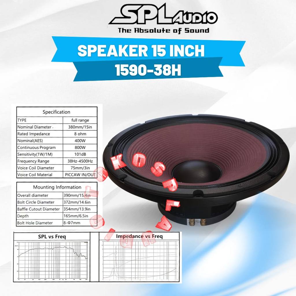 SPL Audio Speaker 15 Inch Tipe 1590-38H