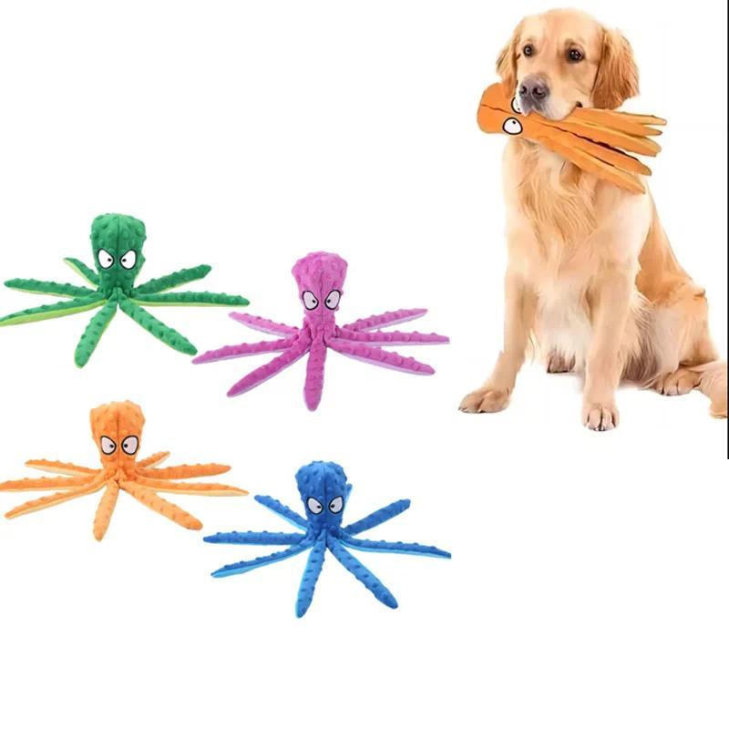 Pet Plush Toy Dog Squeak Octopus Shell Puzzle Toy Bite Resistant Interactive Pet Dog Teeth Cleaning 