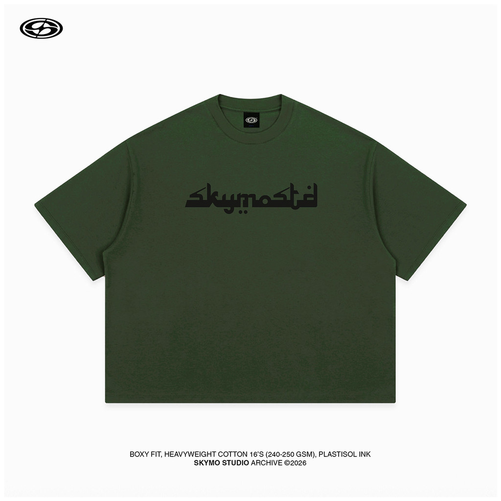 Skymo Studio - Boxy Oversized T Shirt Heavyweight 16s Emirates Olive