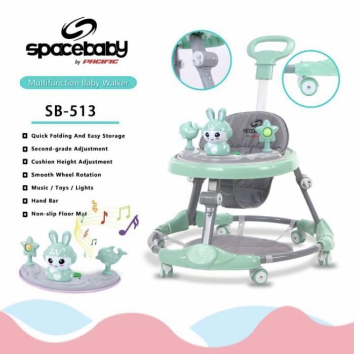 Baby Walker Space Baby SB 513 SB513 SB-513 baby walker + dorongan - Hijau