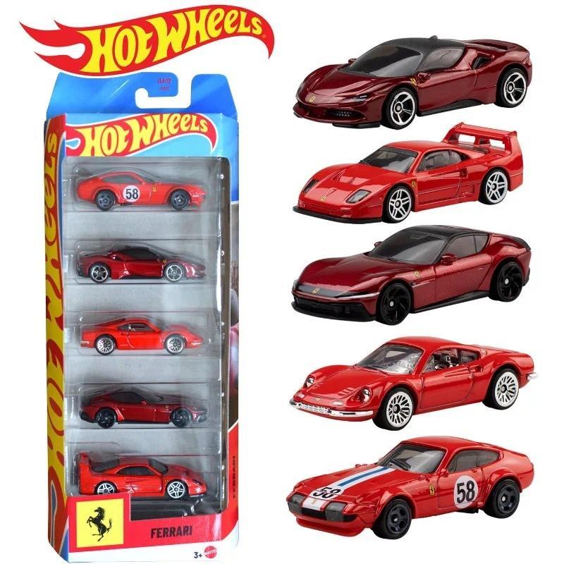 Hot Wheels JLN12 Ferrari 5pcs/pack,Ferrari Dino 246 GT/SF90/365 GTB/12 Cilindri,1:64 Diecast Alloy C